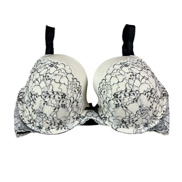 Victoria's Secret Dream Angels Perfect Coverage Bra 32DD White w Black Lace - Picture 2 of 10
